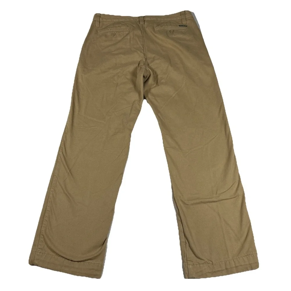 Eddie Bauer Mens 34x32 Flannel Lined Beige Chino Pants‎ Cotton Casual Preppy